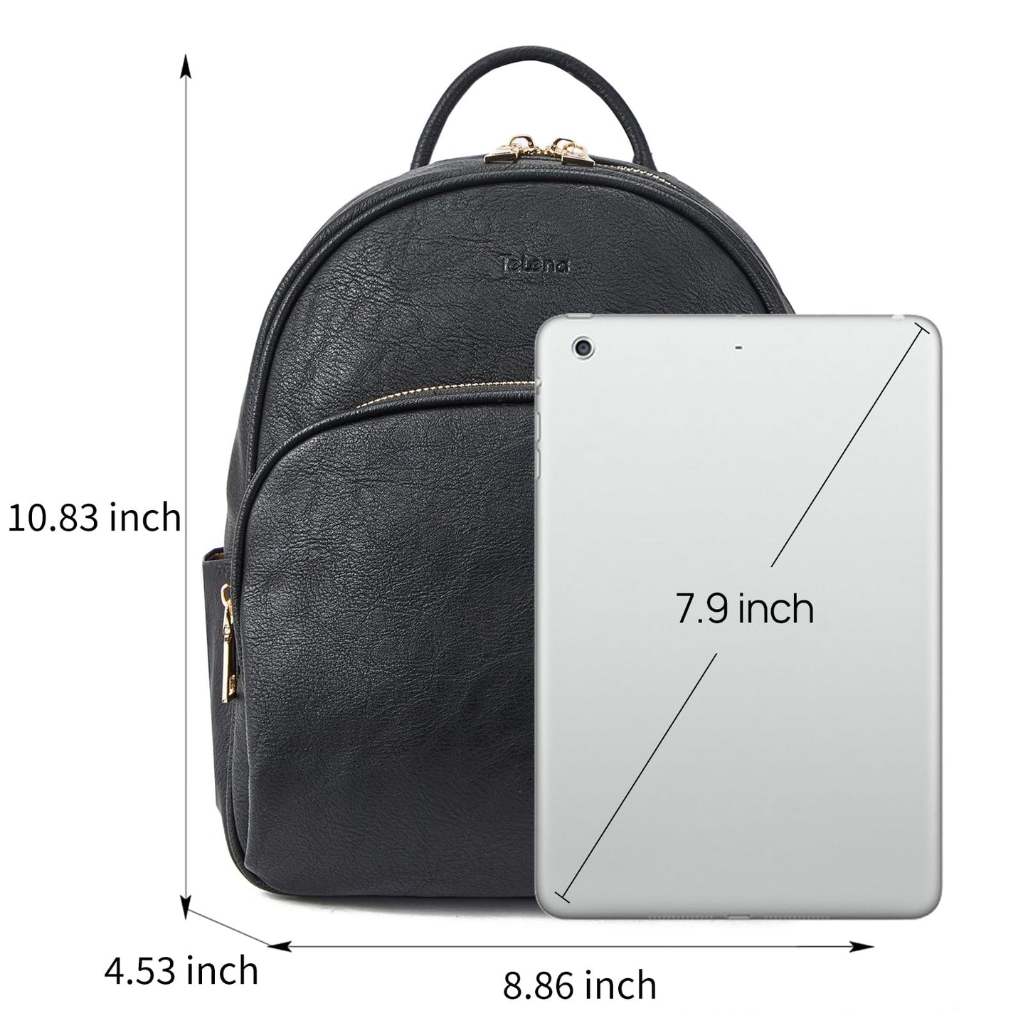 Telena Small Backpack Purse for Women Cute Mini Leather Travel Shoulder Bags Black