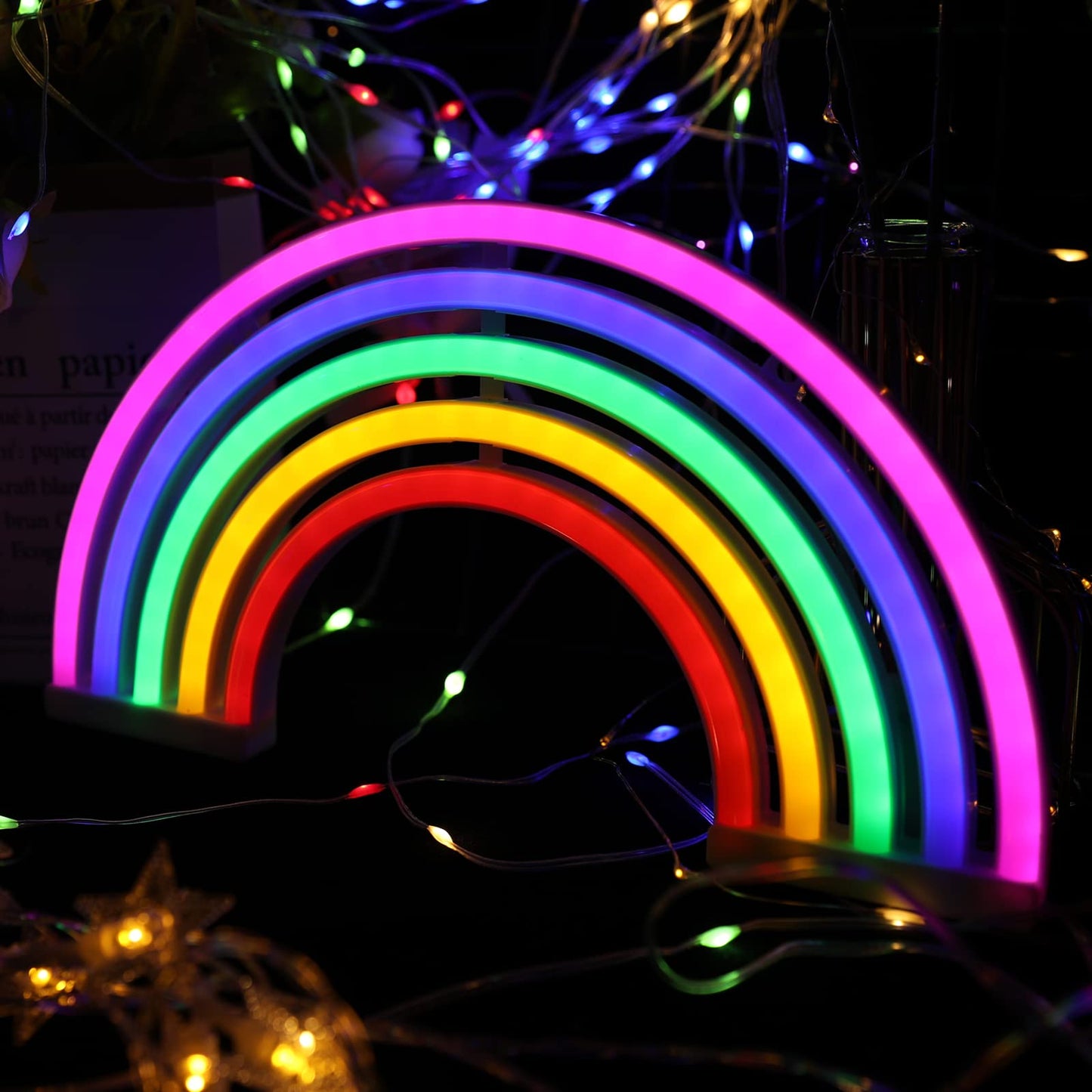 ENUOLI Rainbow Neon Light Signs Wall Decoration USB Powered or Battery Night Light LED Neon Decor Sign Lamp for Dorm Room Bedroom Table Christmas Party Birthday Party Wedding Kids Room Kids Gift
