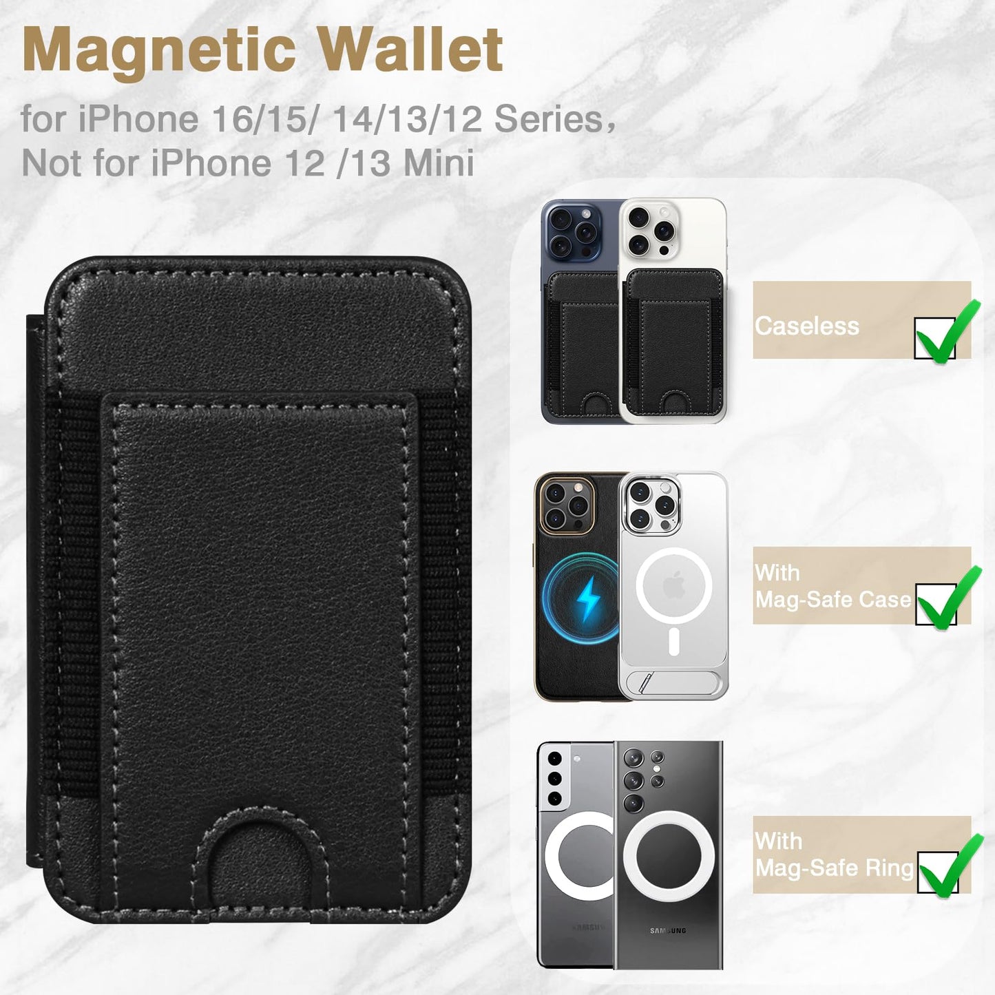 LOHASIC Magnetic wallet for iPhone 12/13/14/15/16/17 Pro/Pro Max/Plus – 10+ Cards MagSafe Wallet,Bi-Fold Detachable magnetic phone wallet/Card Holder, RFID Blocking, PU Leather, Black