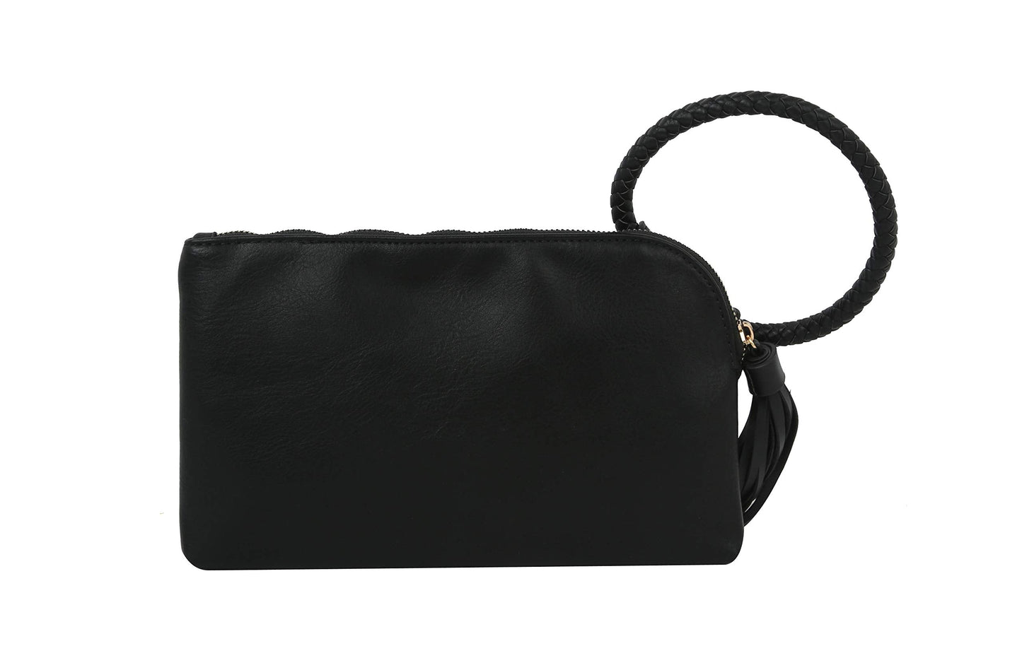 Womens Clutch Purse Wristlet Wallet Evening w/Hand Strap Casual Formal Vegan Leather - Metro Muse (Black)