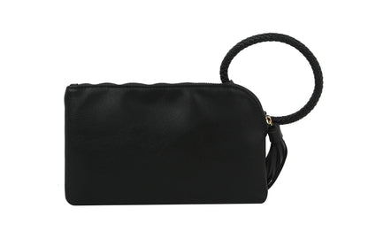 Womens Clutch Purse Wristlet Wallet Evening w/Hand Strap Casual Formal Vegan Leather - Metro Muse (Black)
