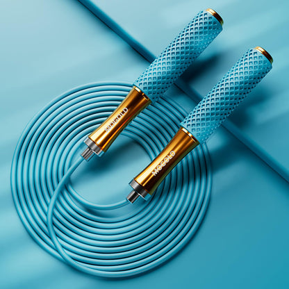 MOGOLD Jumping Rope For Men Women Kids - Alloy Handle Core Covered Silicone Grip With Ball Bearing- Adjustable 10ft long Skipping Rope - Good For Workout Fitness Weight loss (Black)