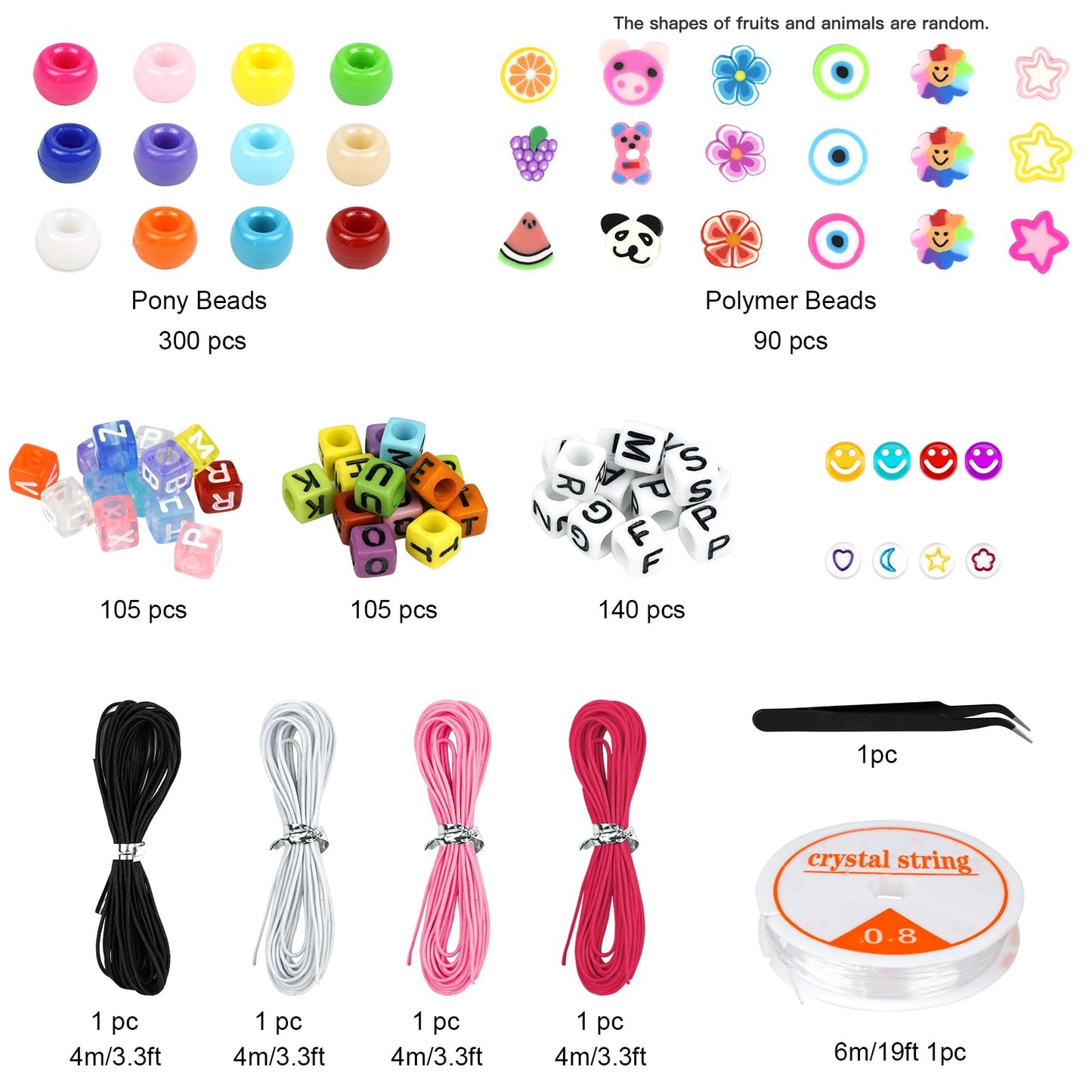 Dowsabel Bracelet Making Kit, Beads for Bracelets Making Pony, Kandi, Polymer Clay, Smile Face & Letter Beads for Jewelry Making, DIY Arts and Crafts Gifts Toys for Girls Age 6-12