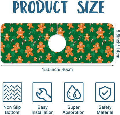 Christmas Gingerbread Man Sink Splash Guard Gingerbread Man Faucet Absorbing