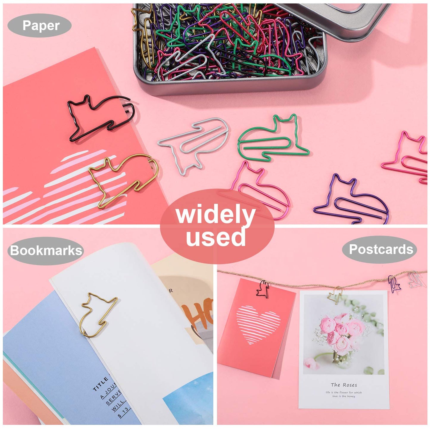 Outus Cat Office Supplies Cute Sticky Notes Paper Clips Gel Ink Pens Cartoon Stickers Party Favor for Cat Lovers Office Supplies(Cute Style)