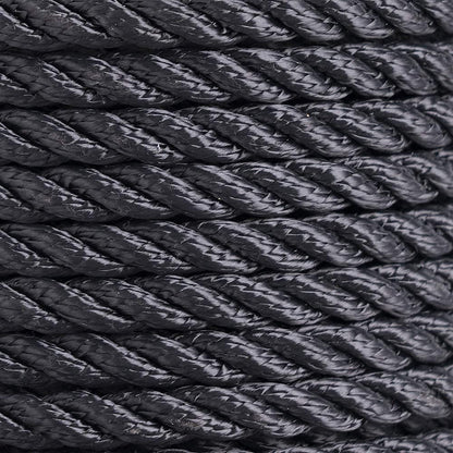 Marine System Made Nylon 3 Strand Anchor/Rigging Line Anchor Rope 3/8 Inch 100FT 150FT Black (3/8" x 100')