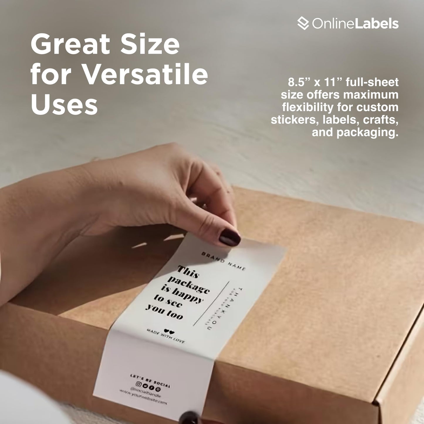 Sticker Paper, 10 Sheets, White Matte, 8.5" x 11" Full Sheet Label, Works with Inkjet and Laser Printer, Compatible with Electronic Cutting Machines, OL177WX, OnlineLabels