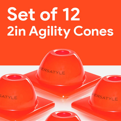Versatyle Heavy Duty Agility Training Cones for Sports and Kids Coaching, Multipurpose Field Marker Cones, Soccer, Basketball Drills, Bike, Motorcycle Training (2in, Orange, 12 Pack)
