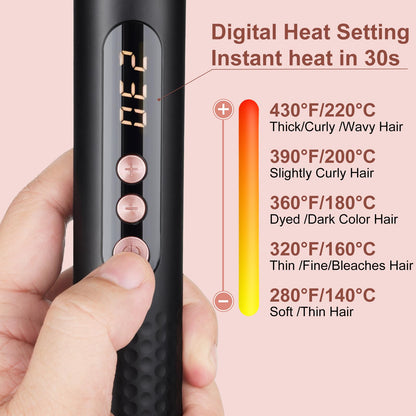 5 in 1 Curling Wand Set, Three Barrel Curling Iron Set with 3 Barrel Curling Iron and 4 Interchangeable Ceramic Curling Wand(0.5”-1.25”), Fast Heating, Include Glove & 2 Clips