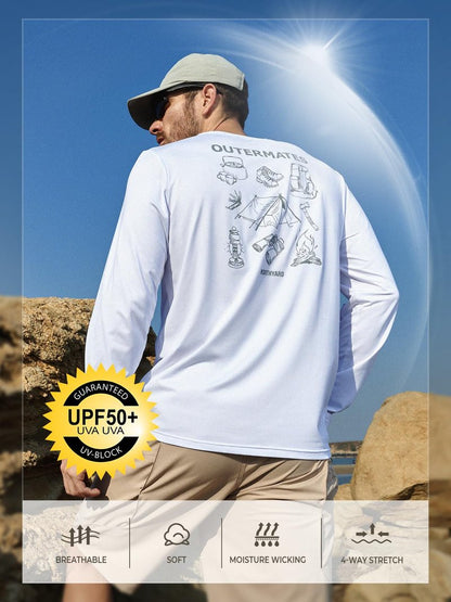 NORTHYARD Men's UPF 50+ Sun Protection Shirts Long Sleeve Fishing Rash Guard UV SPF Outdoor Hiking Swimming T-Shirt Quick Dry White L