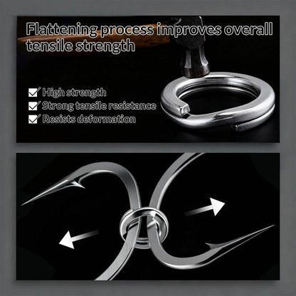 FishTrip Split Rings Fishing 50Pcs - Stainless Steel Heavy Duty Split Ring Pliers Saltwater Treble Hooks Terminal Tackle Connector (Size 8)