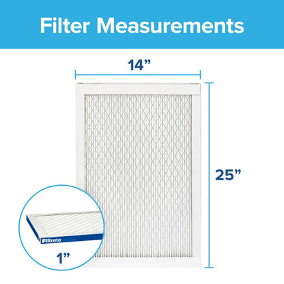Filtrete 14x25x1 AC Furnace Air Filter, MERV 13, MPR 2200, Elite Allergen, Bacteria & Virus Filter, 3-Month Pleated 1-Inch Electrostatic Air Cleaning Filter, 2-Pack (Actual Size 13.81x24.81x0.78 in)