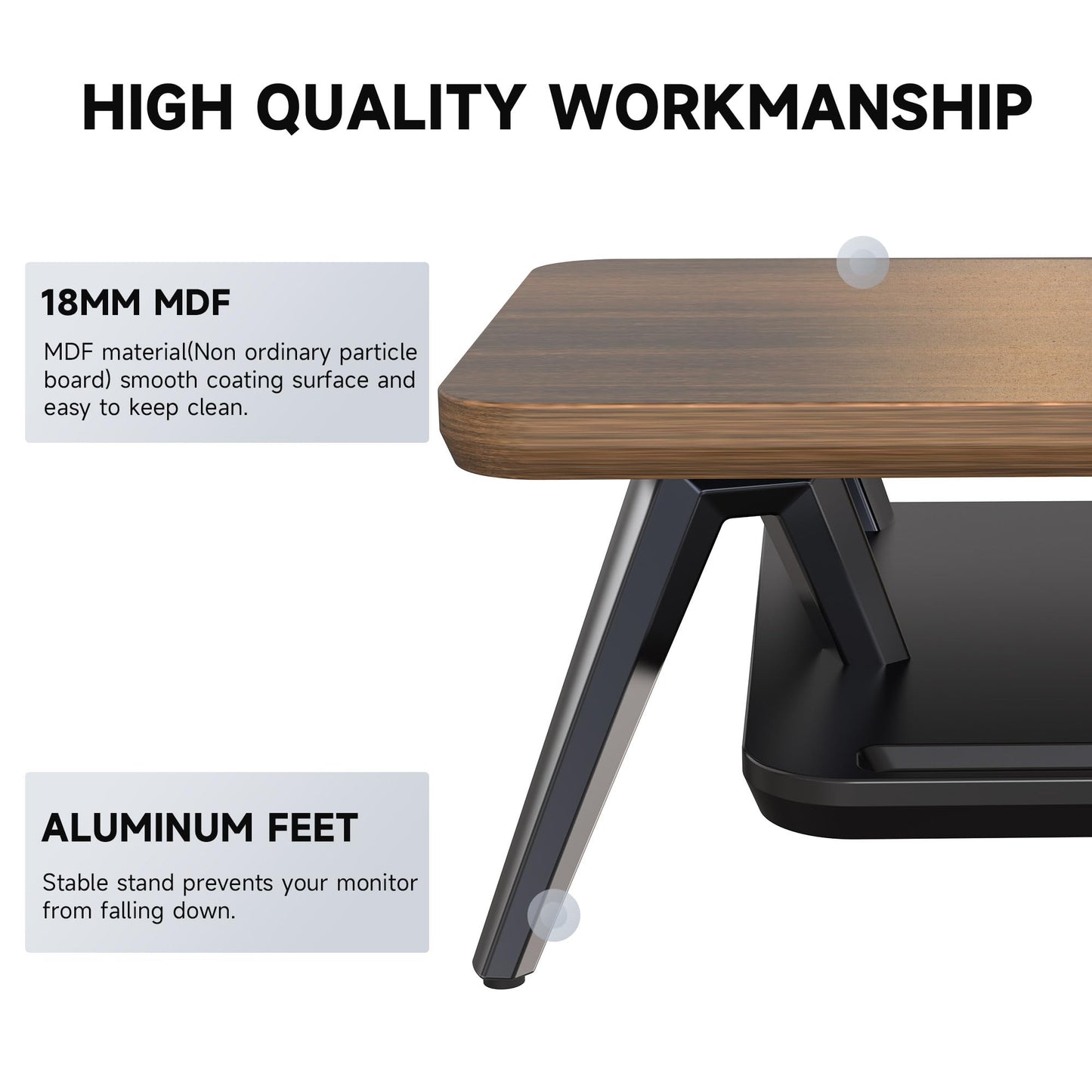 Fenge Dual Monitor Stand, Monitor Stands Riser for 2 monitors, 42.5 Inch Wood Desk Shelf with Storage Organizer and Cable Management for Office Desk Accessories