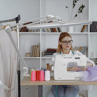 Task Lamp with Clamp, Bright 117PCS LEDs, Metal Swing Arm 24W 2200 Lumen Dimmable Led Desk Lamp for Architect Home Office Study Reading Dorm Workbench Craft, 23 Inch Working Lamp(Silver)