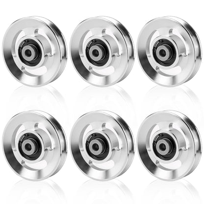 Frdhee 6PCS Aluminum Pulley Wheels for Home Gym, 90mm Universal Bearing Pulley Wheels for Home Gym Equipment Exercise Machine Pulldown Attachments Cable Machines Garage Doors (90mm Diameter)