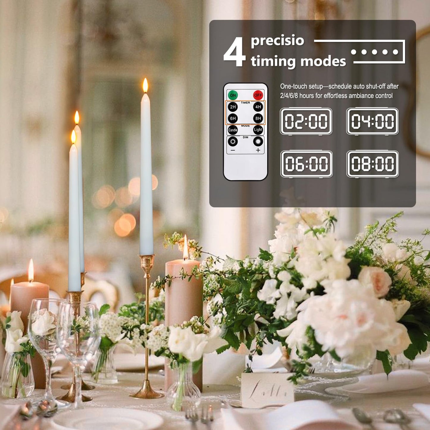 FPOO 6 Pack Rechargeable Taper Candles with USB Cable, 200+ Hours Use, Fast Charge, LED Flameless Candlesticks with Remote Timer for Home Wedding Christmas Window Party Decor