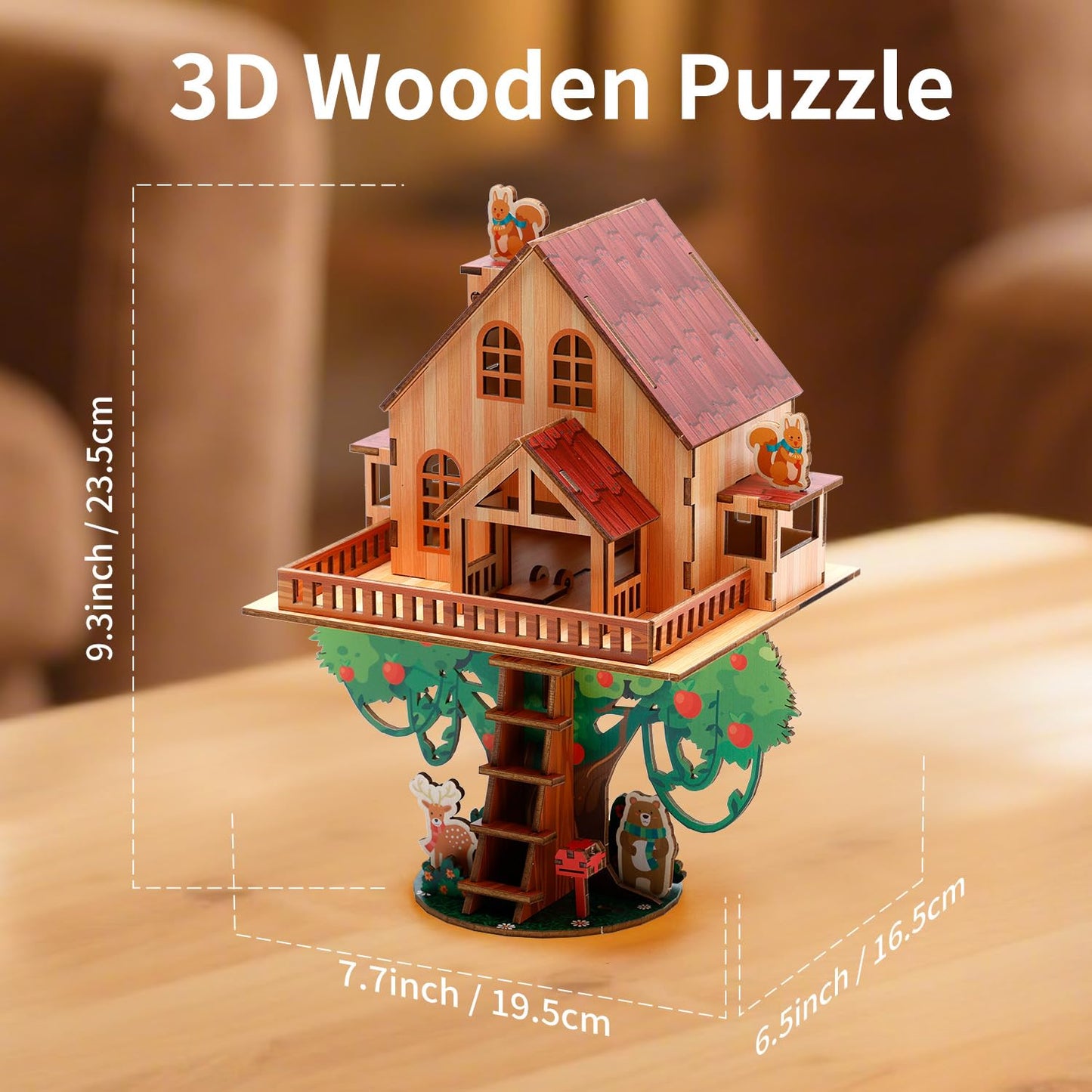 3D Wooden Puzzles for Adults Apple Treehouse – Fantasy Forest Building Kit, Fun Creative Craft & Room Decor Gift for Friends