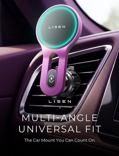 LISEN for iPhone 17 MagSafe Car Mount Charger, [Safer & Faster] Vent Magnetic Wireless Car Charger, Car Vent Phone Mount Charger Fits iPhone 17Pro/ Max/Air 16 15 14 13, Samsung with MagSafe Case