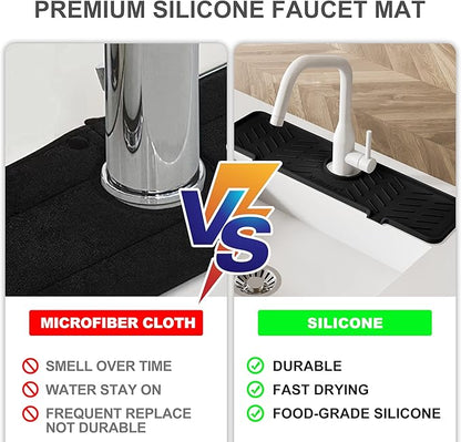 Meiliweser Silicone Faucet Mat for Kitchen Sink – Gen 2 Splash Guard