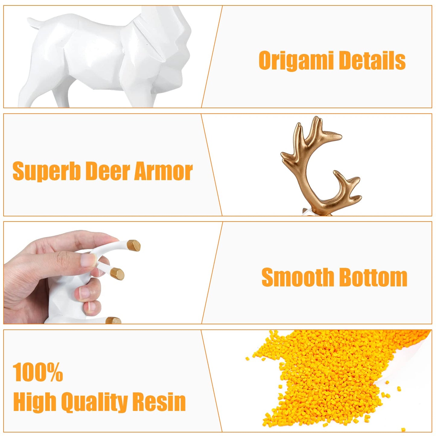 MicoSim Reindeer Ornaments Statue,Reindeer Christmas Decoration,Deer Gifts for Women, Mom Gifts,Deer Decorations Applicable Home, Office,Bookshelf TV Stand, Shelf, Living Room(Origami Big, White)