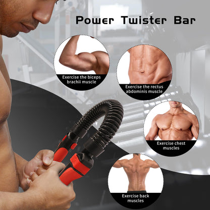 Adjustable Power Twist Bar - Upper Body Expander Equipment for Arm Chest, Spring Shoulder Forearm Bicep Strength Exercise Workout Training 66-110lb