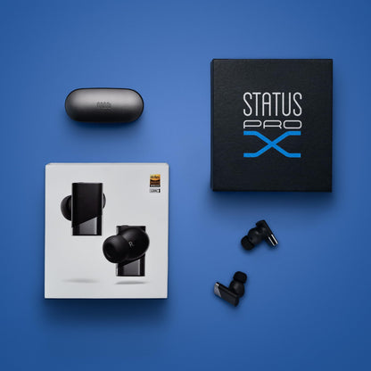 Status Pro X Wireless Earbuds, Triple Speaker Driver, Hi-Res Audio with LDAC, 52dB ANC, 6 Beamforming Mics with VoiceLoom AI for Clearest Calls