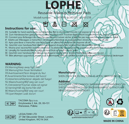 LOPHE Washable Make-Up Pads, Pack of 24 Cotton Pads, Reusable, Made of Bamboo Charcoal, Make-Up Nursing Pads with Laundry Bag, Cotton Pads, Sustainable Make-Up Wipes for Facial Cleansing (Grey)