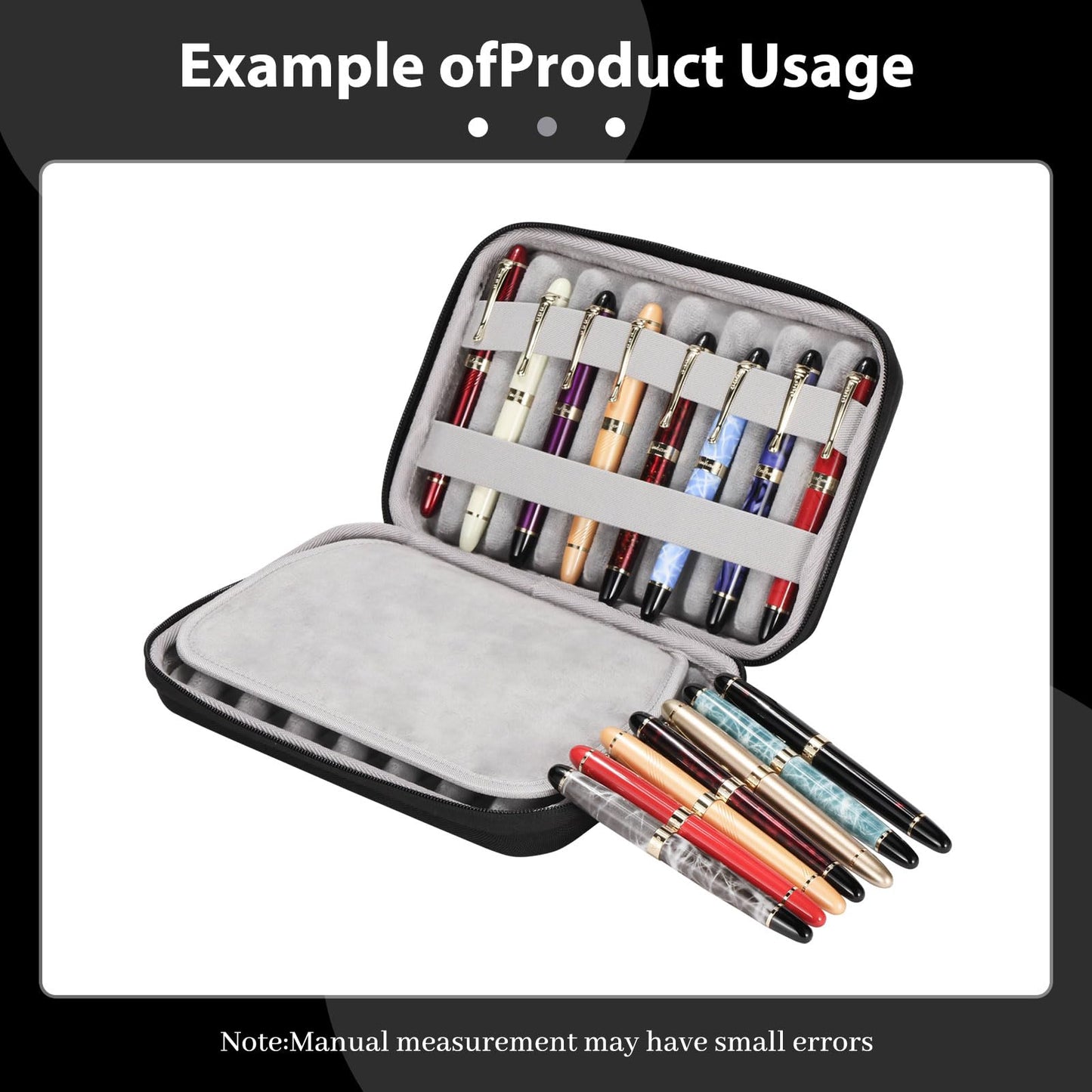 MIVLXLX 16 Slots pen case/boxes，Nylon cloth Pencil Tray Case Organizer, Fashion Design,Handmade Display Zippered Pouch for Rollerball Pen-Retro