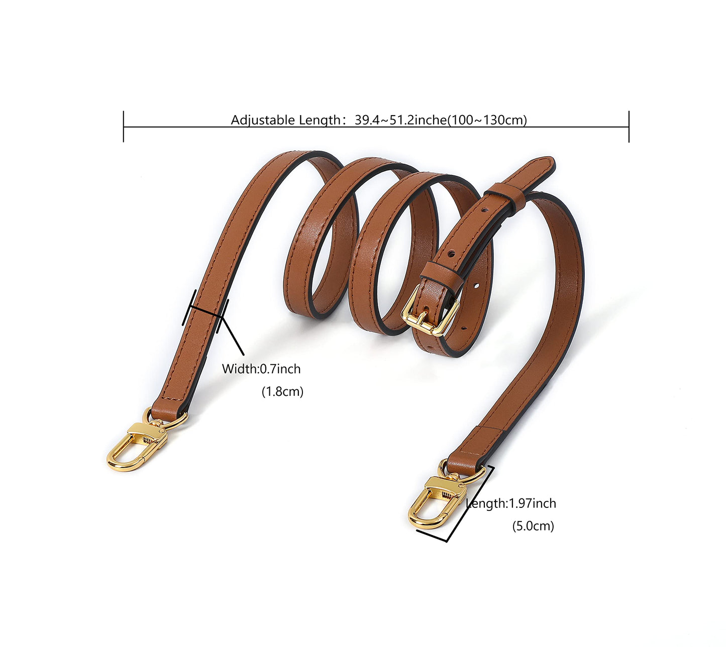 LDKJ Vachetta Leather Adjustable Crossbody Strap for ， women's crossbody handbags (Brown)