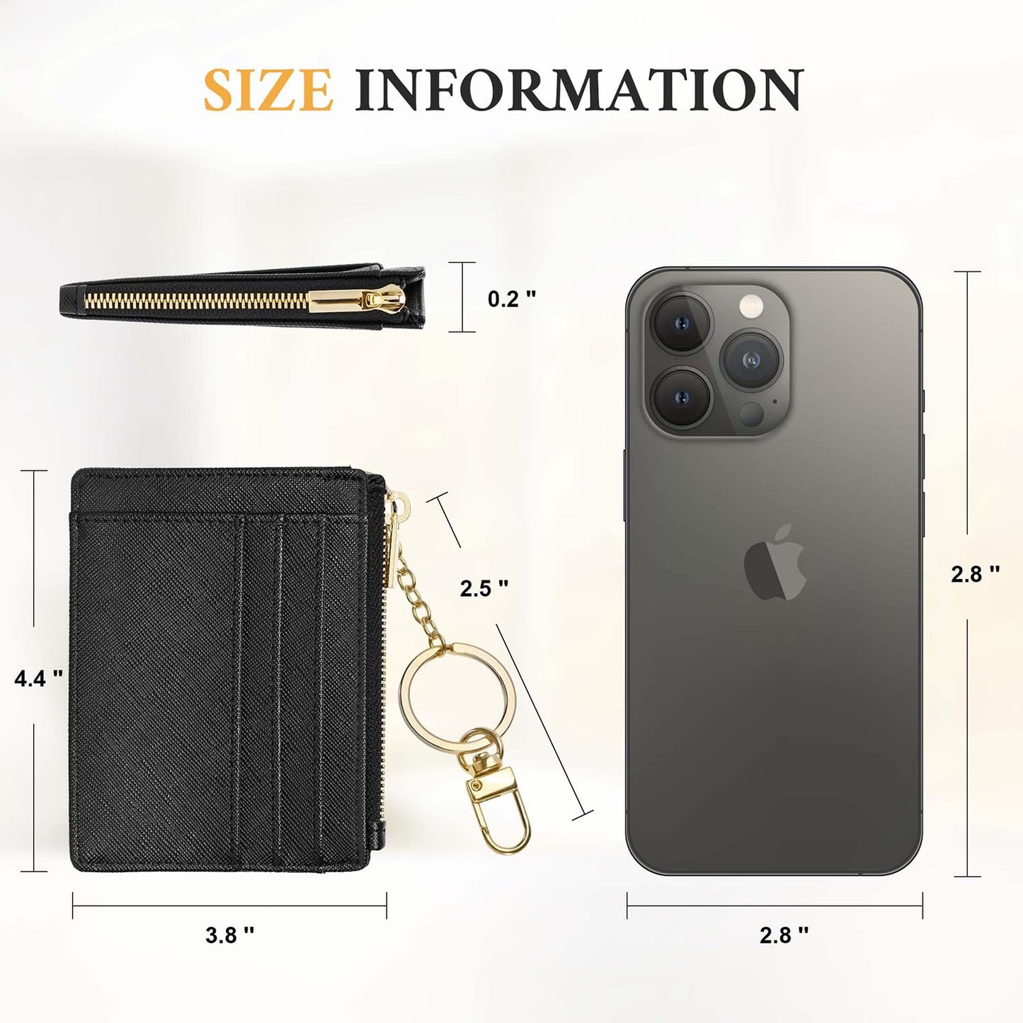Sodsay Card Case Slim Front Pocket Wallet for Women Credit Card Holder with Keychain(CH Black)