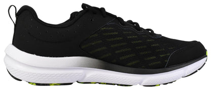 Under Armour Men's Charged Assert 10 Shoes, (004) Black/Black/High Vis Yellow, 9 X-Wide