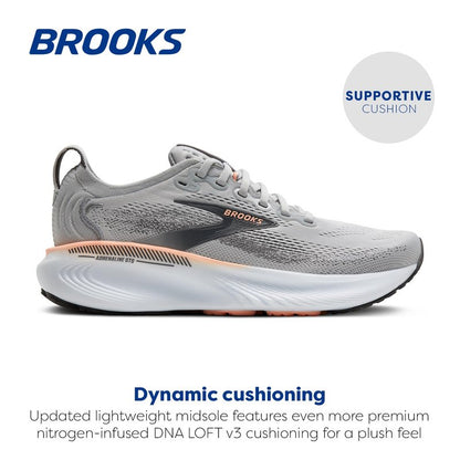 Brooks Women’s Adrenaline GTS 25 Supportive Running & Walking Shoe - Grey/Blackened Pearl/Coral - 9.5 Wide