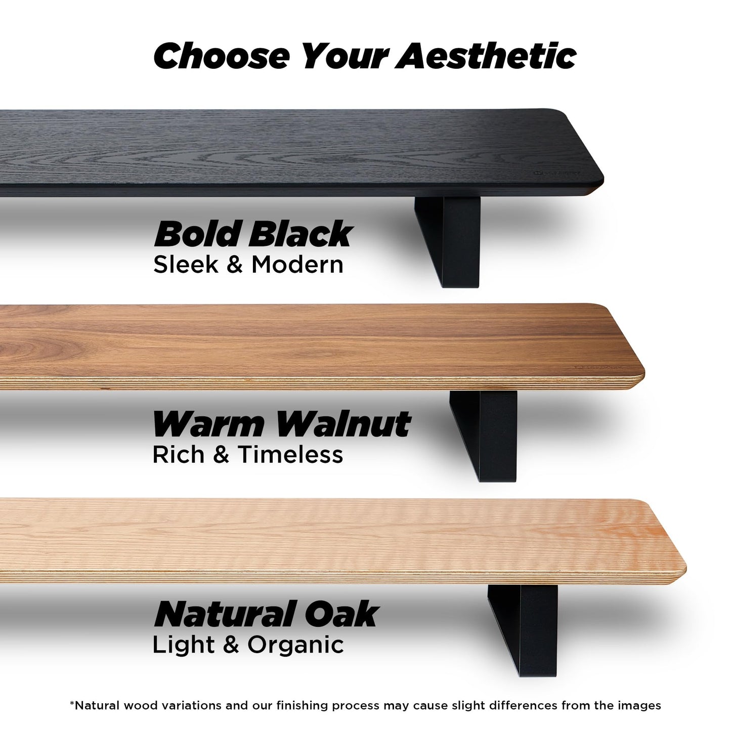 ULTRARM Moodular Wooden Monitor Stand 45.6” (116cm) Large Desk Organizer with Metal Slide Rails for Drawer, Tray, Laptop, Tablet, Phone & Headphones Customizable Riser for Organized Workspace Oak