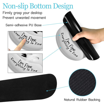 LIMKRIAN Desk Mat Set, Large Gaming Mouse Pad with Wrist Rest, Ergonomic Mouse Pad Keyboard Mat Wrist Support, Cup Coaster, Home Office Desk Accessories Decor Supplies, Funny Black Cat