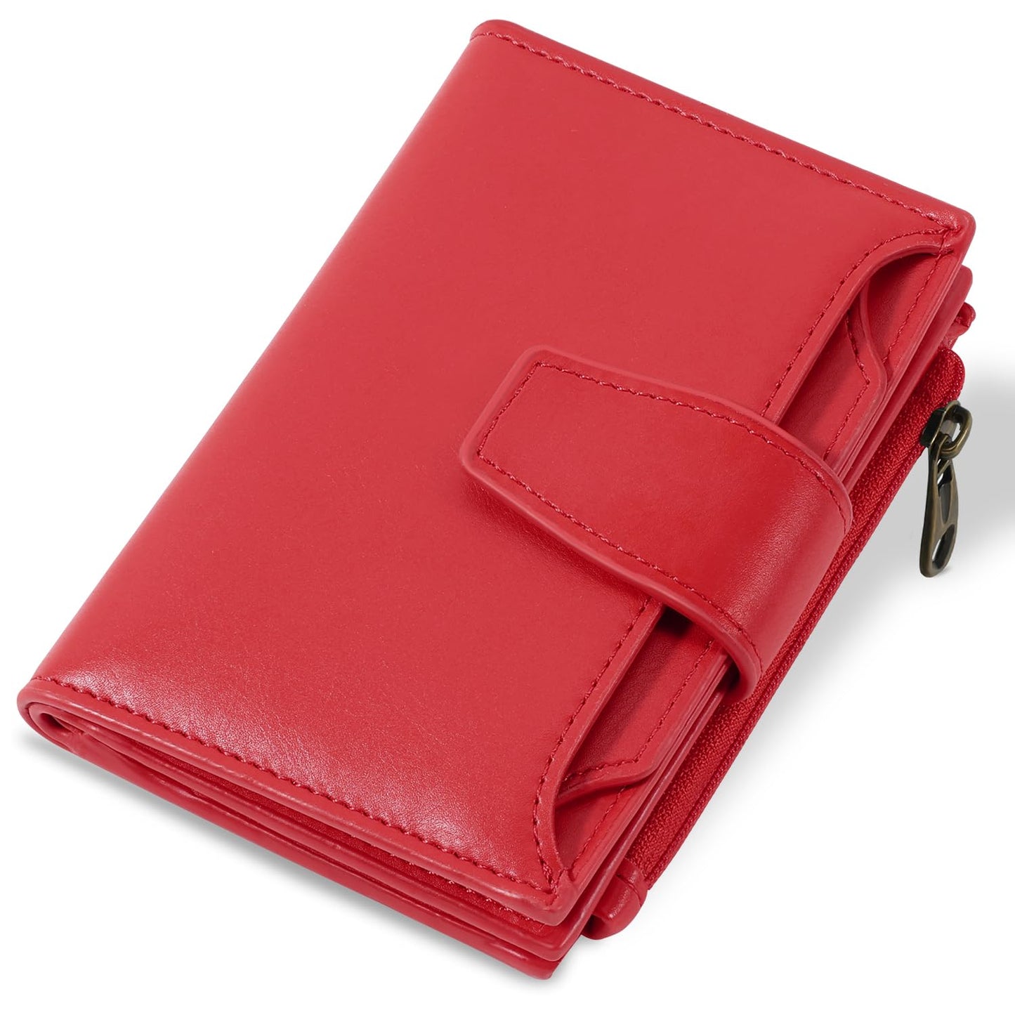 Airkit Small Wallet Women RFID Blocking PU Leather Bifold Compact Card Holder Wallet for Women with Zipper Coin Pocket 4 ID Window