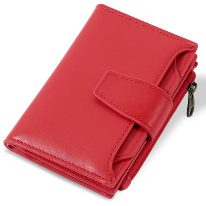 Airkit Small Wallet Women RFID Blocking PU Leather Bifold Compact Card Holder Wallet for Women with Zipper Coin Pocket 4 ID Window
