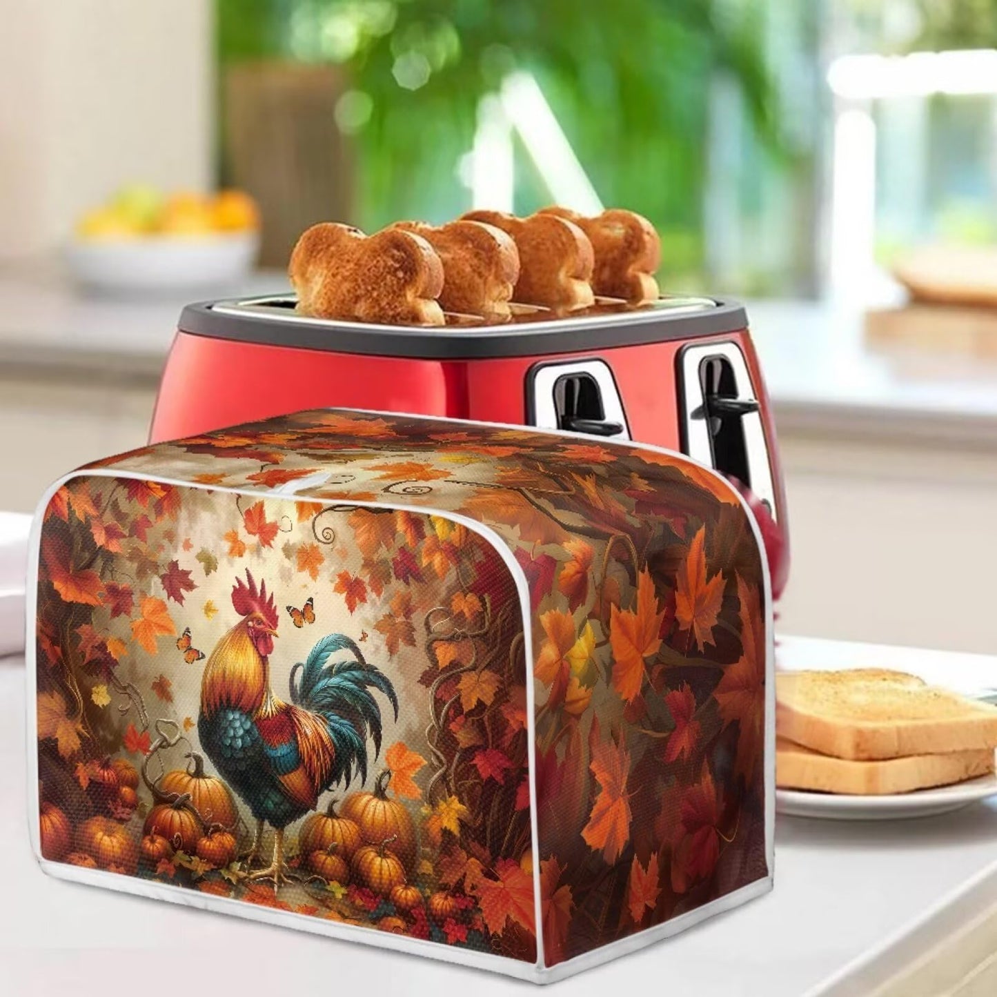 ASQVTIFE Maple Leaf Toaster Covers for Kitchen Fall Decorations for Home 4 Slice Toaster Covers for Kitchen Bread Machine Oven Dust Cover Thanksgiving Decoration Greasy Protection Anti Sputtering