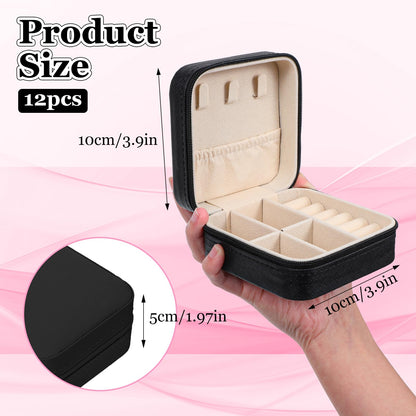 Meyeyaia 12pcs Mini Travel Jewelry Case,Black Bridesmaids Proposal Small Jewelry Box Mini Jewelry Organizer,Small PU Leather Portable Storage Box for Rings,Earrings,Necklaces,Pendants,Bracelets