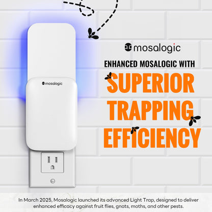 Mosalogic Fruit Fly Traps for Indoors Gnat Trap for House Indoor-600 Sqft Protection Area UV Fly Insect Trapper for Fruit Flies，Gnat，Mosquito，and Other Flying Insect Plug in Bug Zapper Killer White