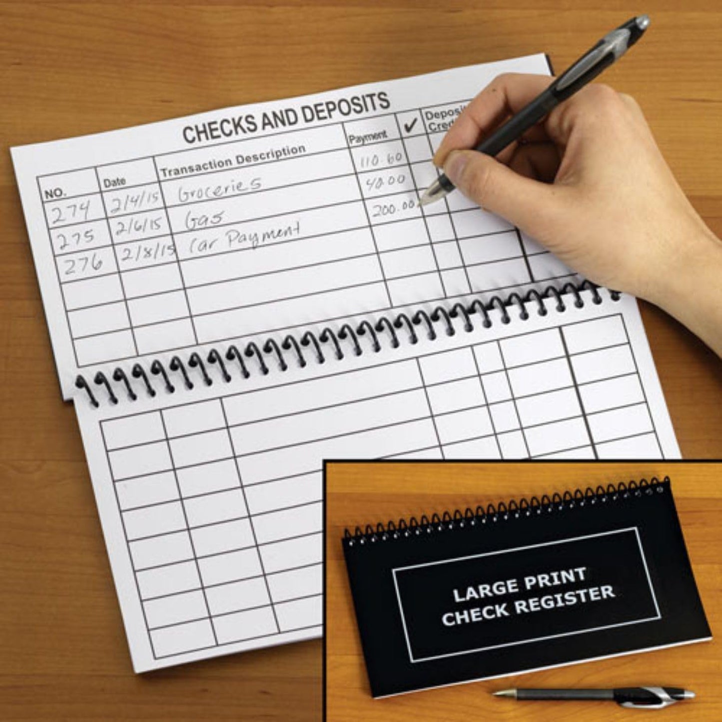 Jumbo Print Check Register Book - Large Print, Easy-to-Read, Spiral Bound, 56 Pages for Personal Accounting, Easy Transaction Reference, 10"L x 5¼"W