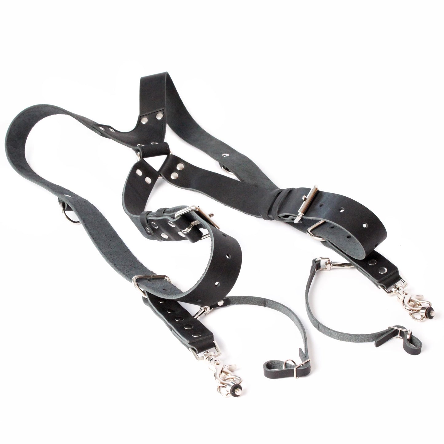 Leather Double Camera Strap - Shoulder Dual Camera Harness - Leather Strap for Two Cameras - Photographers Gear