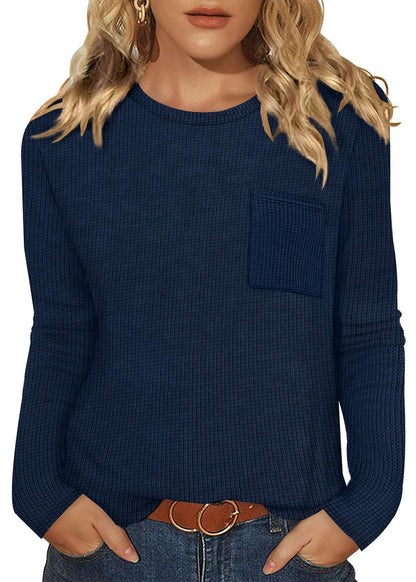 WIHOLL Long Sleeve Shirts for Women Waffle Knit Trendy Fall Fashion 2025 Dressy Casual Blouses Teacher Outfits