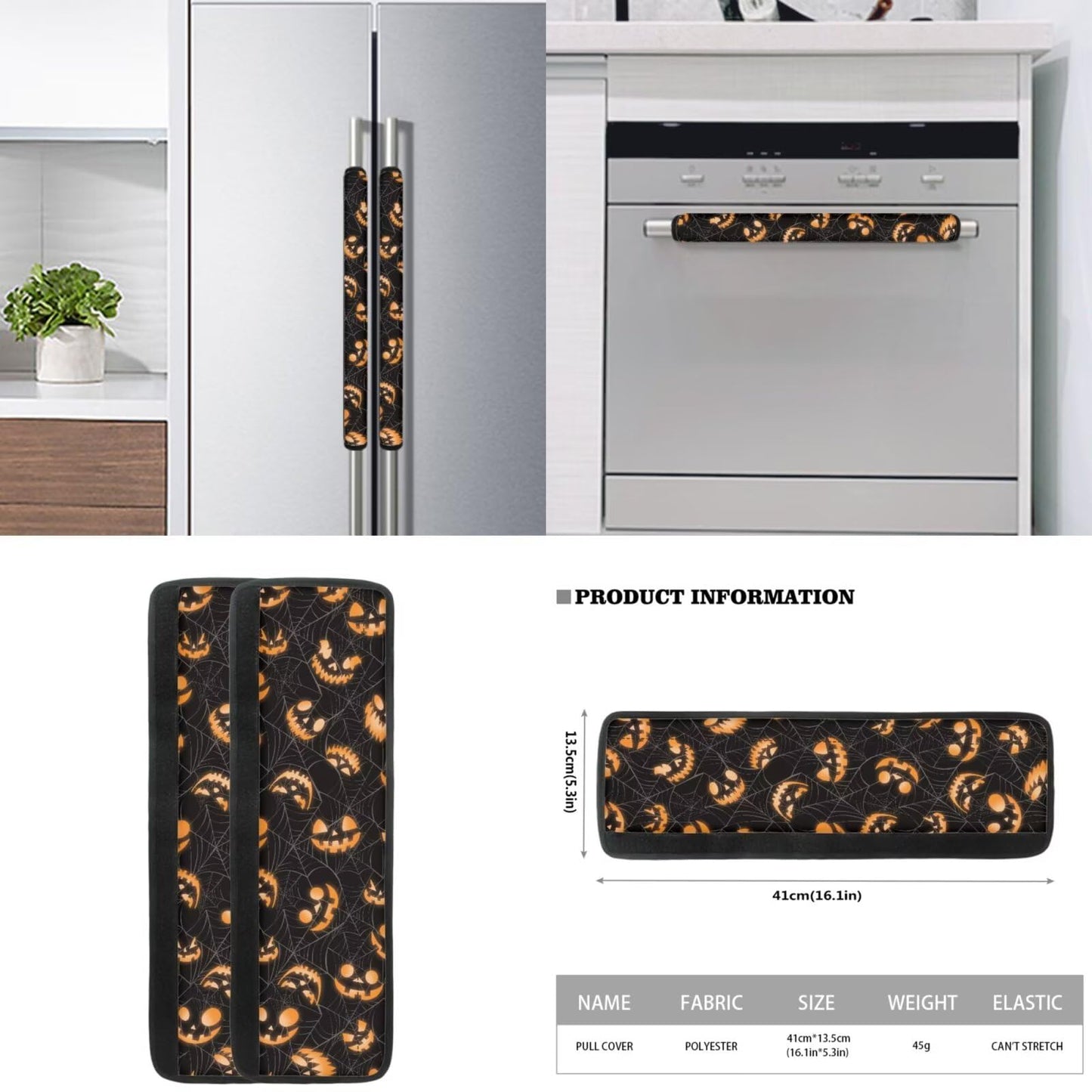 Yatixapu Halloween Refrigerator Door Handle Covers Set of 6, Appliance Handle Covers Fits Kitchen Refrigerator Microwave Oven Or Dishwasher, Protect Antiskid Washable Decor Cloth