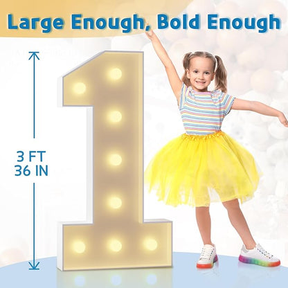 Marquee Numbers 3 Feet Tall Large Light Up Numbers 18th Birthday Decorations Girl Boy Big Yellow Light Outdoor Anniversary Decorations Balloon Arch Kit Party Backdrop 18