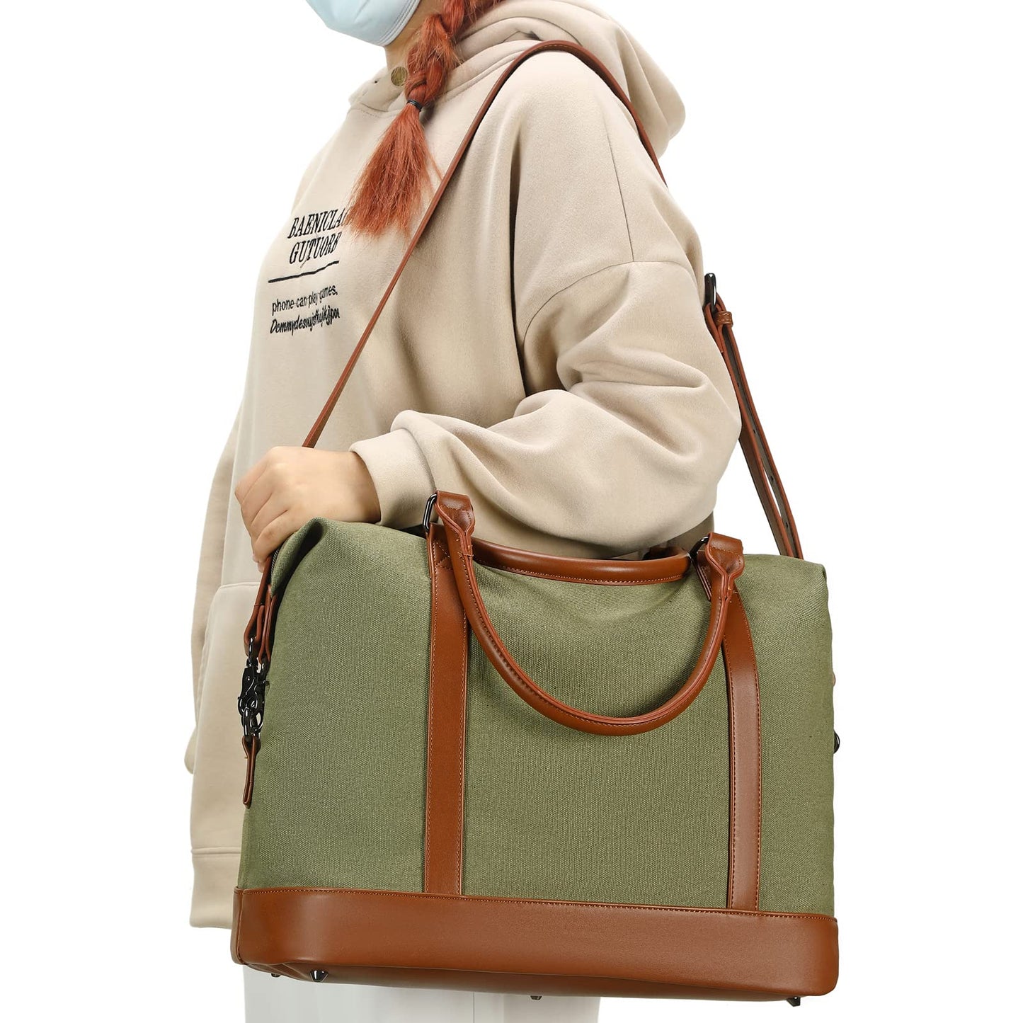 Bluboon Travel Tote Bags with Zipper Ladies Canvas Bag Weekender Overnight Bag for Women Carry on Duffel Bag Trolley Sleeve