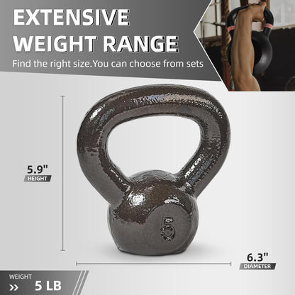 Signature Fitness All-Purpose Color Vinyl Coated Solid Cast Iron Kettlebell Weight