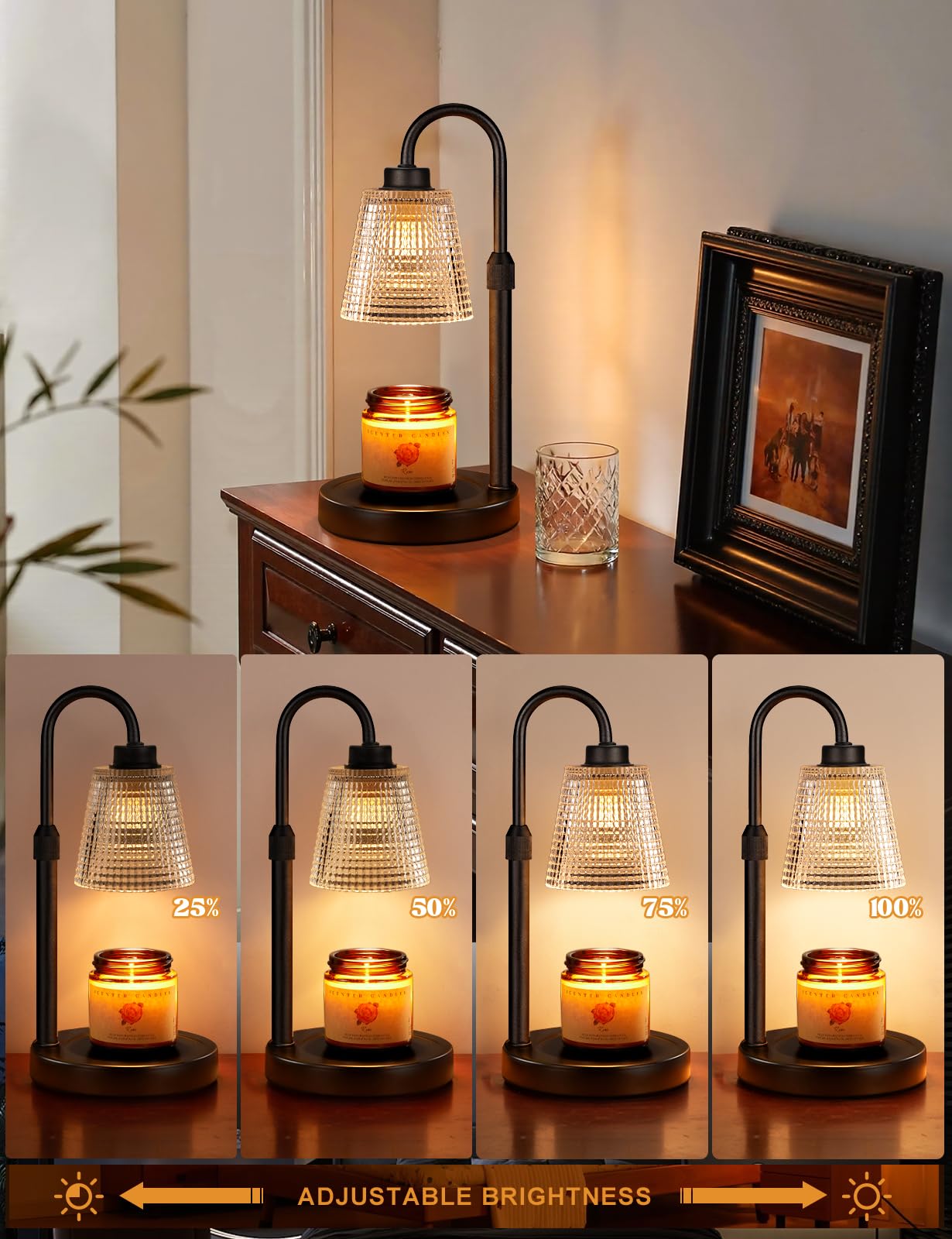 Candle Warmer Lamp with Timer, Dimmable Candle Warmer for Jar Candles, Height Adjustable Wax Melts Warmer, Birthday Gifts for Women Mom, House Warming Gifts New Home Decor