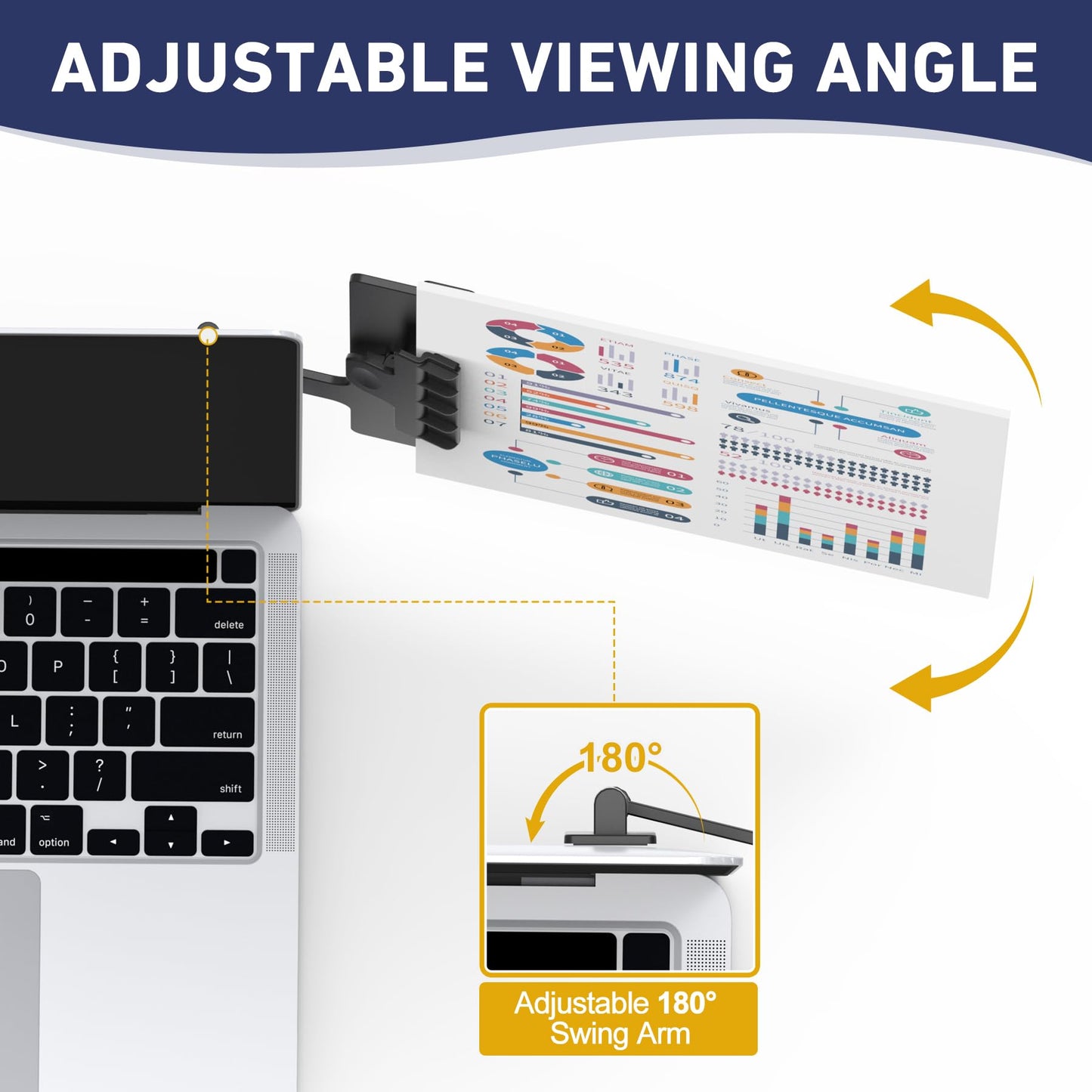 HAUTOCO Monitor Mount Document Clip, Document Holder for Typing Clips to Laptops & Monitors, Adjustable Removable Stand, Adhesive Mounts Left or Right, Holds Up to 20 Sheets for Recipes, Study, Office