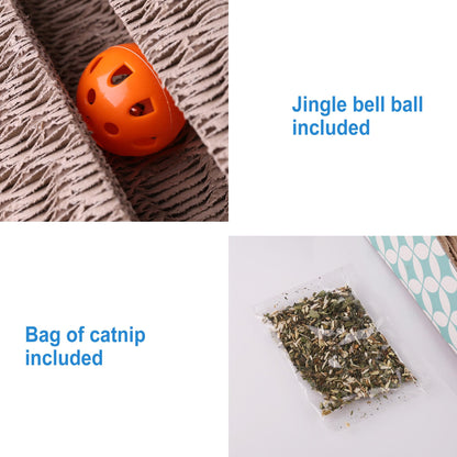 PrimePets Cat Scratcher Cardboard with Catnip, Removable Cat Scratching Pad with Ball, 2-in-1 Corrugated Cat Scratch Lounge Sofa Refill