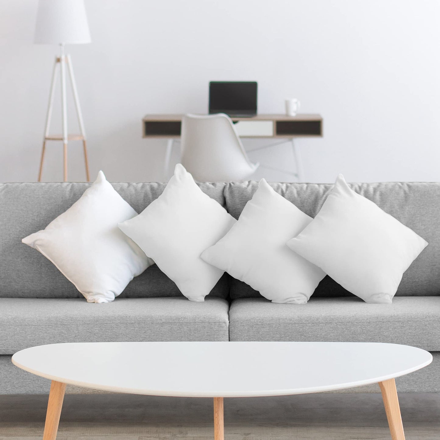 Acanva Throw Pillow Inserts for Bed Couch Sofa, Ultra Soft Polyester Filling for Decorative Cushion Square Sham Form, 18"x18"-4 Pack, White 4 Count